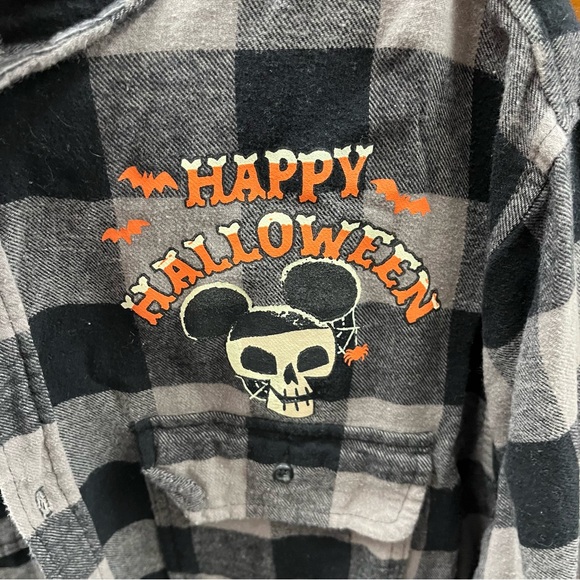 Disney Trick or Treat Flannel Button Up Shirt Men's XXL Long Sleeve Check Black - Picture 6 of 8